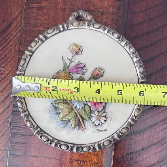 Artini Hand Painted Twin Etched 4D Sculptured Floral Wall Art #10050 Vintage - Picture 11 of 16